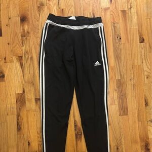 Adidas Kids Black Joggers with White Stripes